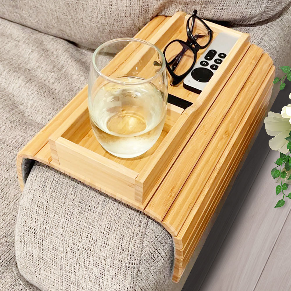 2024 New Assortment: Clip-On Picket Bamboo Espresso Armrest Shelf for Sofas – Sq. Tray for Vast Couches