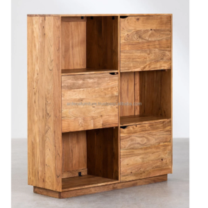 Up to date Stable Wooden Bookshelf Cupboard with Three Drawers for Indoor Decor – Residing Room Furnishings