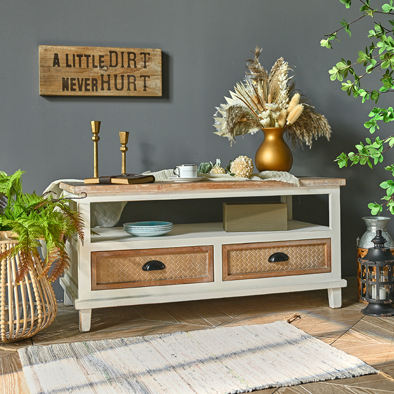 INNOVA HOME Greatest-Promoting Farmhouse Industrial Heart Tea Desk - Vintage Wood Espresso Desk with Storage Shelf