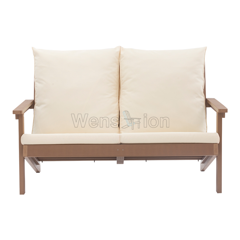 Trendy Outside Patio Backyard Couch Set with Double Seat, Made from Plastic Wooden from a Chinese language Manufacturing unit